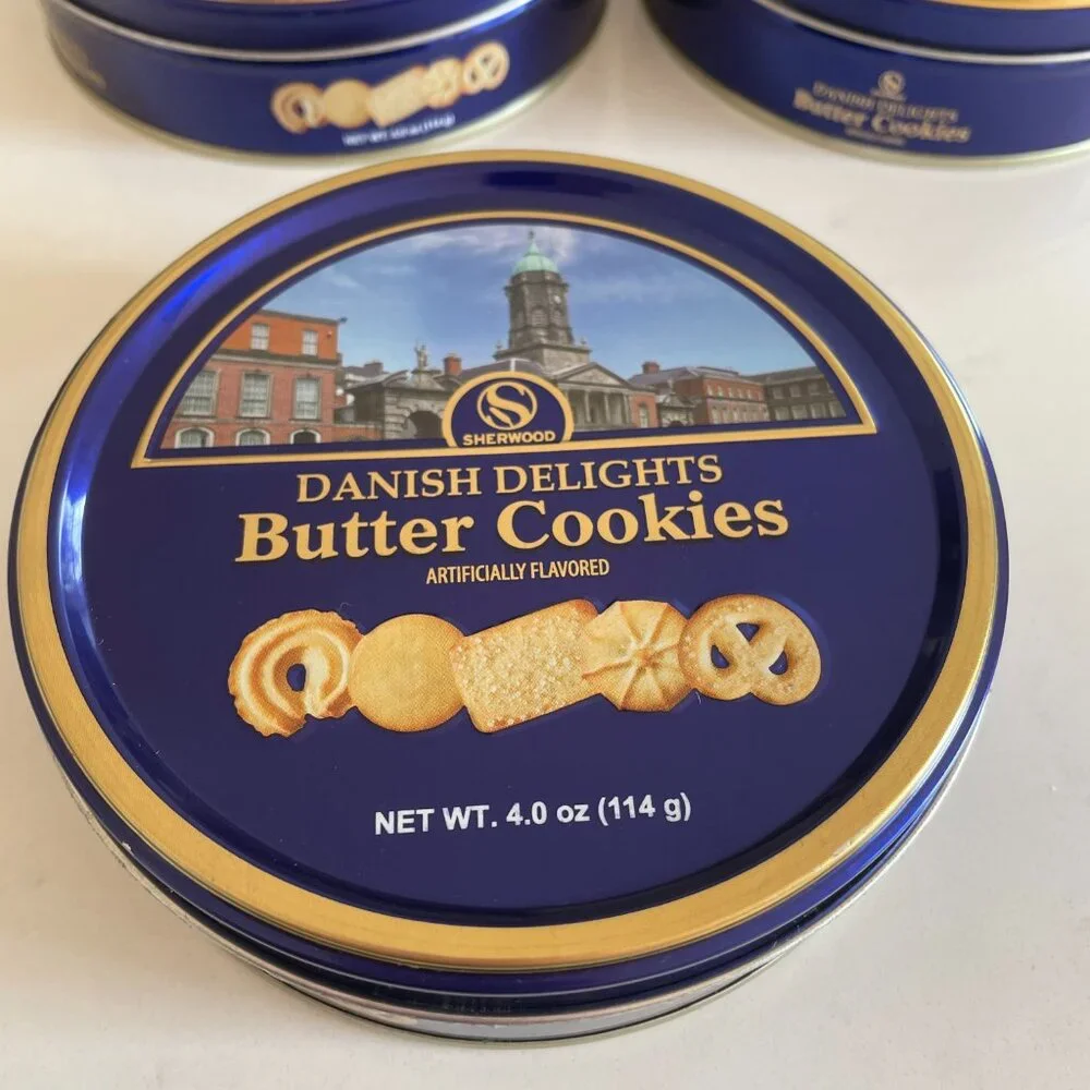 3 Danish Style Butter Cookie Tins 4 oz Empty EUC